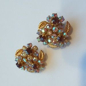 Vintage Weiss NY crystal and rhinestone clip earrings